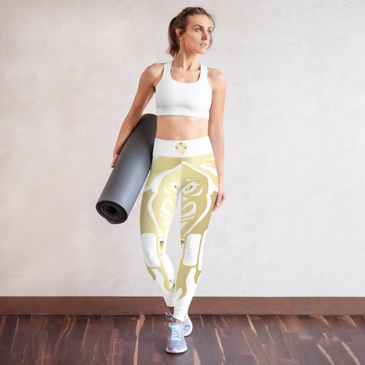 Beast Fit Workout  Leggings (White & Gold)